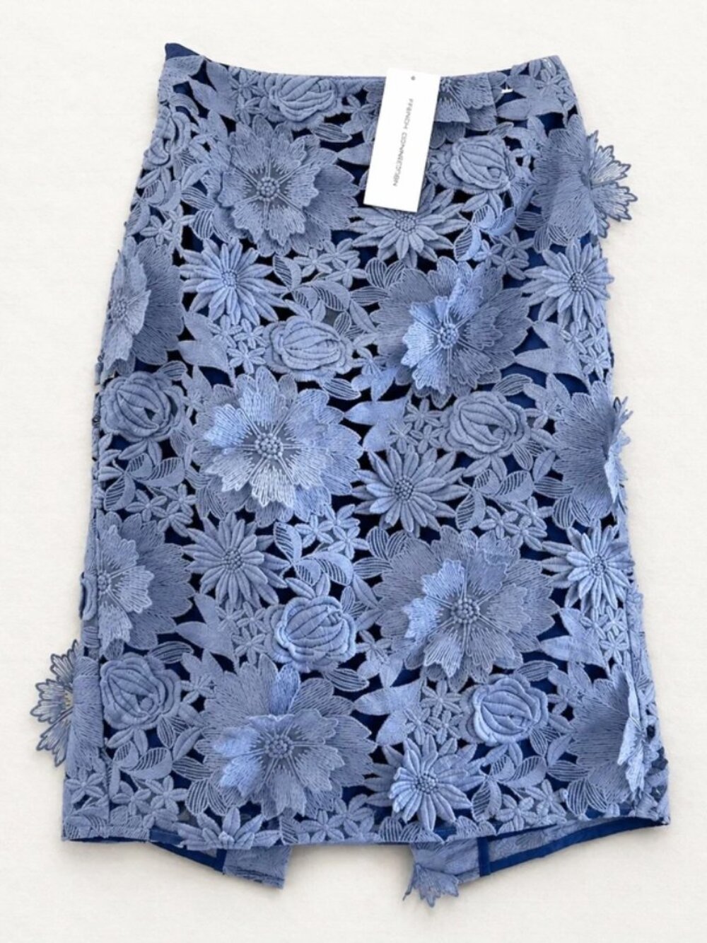 French Connection Manzoni Lace Pencil Skirt Meru Blue NWT US 6 UK 10 Floral Midi